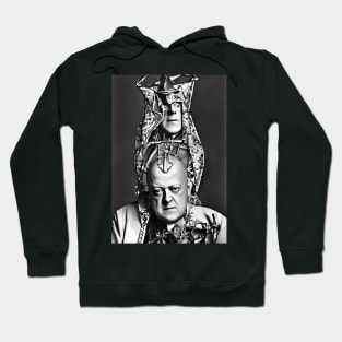 Black and White Cyberpunk Aleister Crowley The Great Beast of Thelema painted in a Surrealist and Impressionist style Hoodie